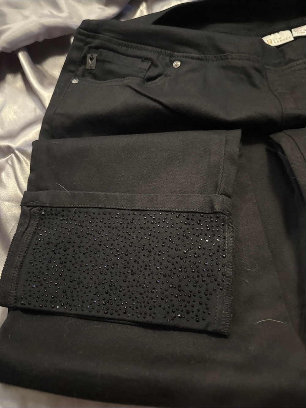 Belle by Kim Gravel Black Pull-On Pants/Jeans with Rhinestone Embellishment - Picture 3 of 6